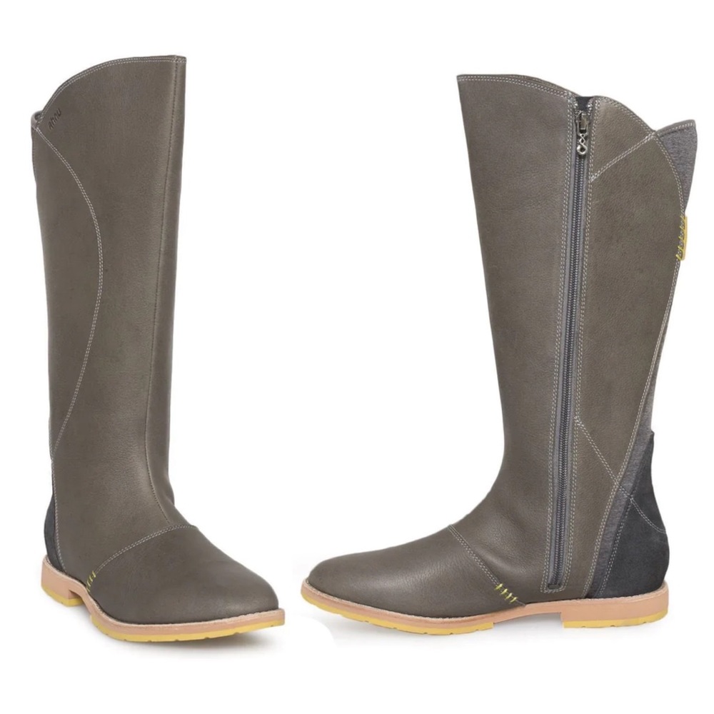 AHNU Helena Pewter Tall Leather Boots